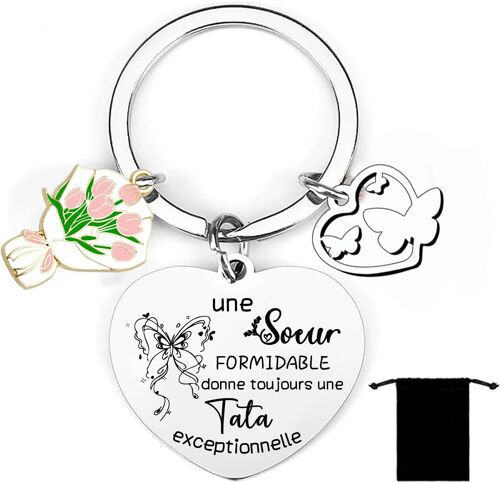 KAL-Cadeaux De Noël Pour Tata Porte-Clés Amies Formidables Tatas Exceptionnelles - Porte-Clés Pour Annonce Grossesse Tata Naissance Enfant Idée Cadeau Annonce Bébé Fille Garçon