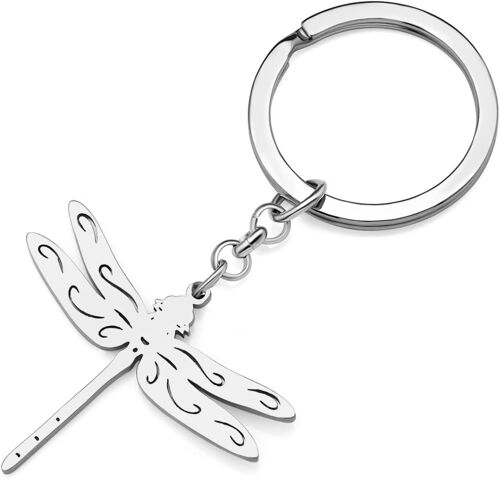 KAL-Porte-Clés Insecte Libellule Mignon En Acier Inoxydable Cadeaux Pour Femmes Filles Voiture Clés De Sac À Main