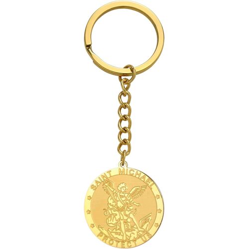 KAL-Porte-Clés Saint Michel En Acier Inoxydable Avec Amulette De Protection