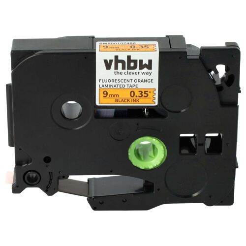 vhbw 1x Ruban compatible avec Brother PT 200, 1950VP, série 200, 18R, 1850, série 2000 imprimante d'étiquettes 9mm Noir sur Orange fluo