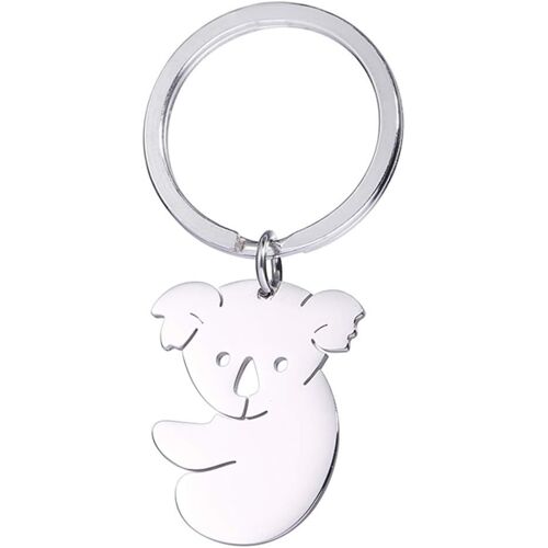 KAL-Porte-Clés Creux En Acier Inoxydable Avec Breloque Koala Doux Pour Décoration De Sac À Main, Argenté., W25/H32