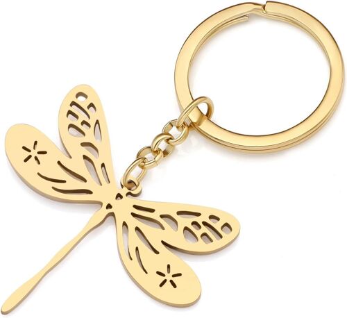 KAL-Porte-Clés Insecte Libellule Mignon En Acier Inoxydable Cadeaux Pour Femmes Filles Voiture Clés De Sac À Main