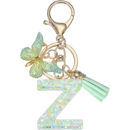 KAL-Porte-Clés En Résine Avec Pendentif Papillon En Forme De Lettre Initiale De L'Alphabet Pour Femme - Accessoires Pour Sac À Main, Sac À Main