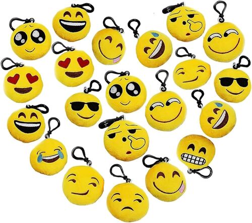 KAL-20 Pcs Mini Jouet En Peluche, Anneaux De Porte-Clé, Porte-Clés, Porte Clé , Emoticon Porte Clés, Smileys Keychain, 5 Cm Keychain, Smileys En Peluche Oreiller Style Sac Pendentif