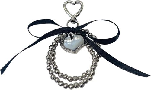 Kal-Porte-Clés À Breloques Avec Perles, Coeurs Argentés, Porte-Clés Femme, Porte-Clés Exquis, Porte-Clés En Forme De Noeud Pour Mariage, Fête D'anniversaire, Bijoux, Colliers, Loisirs Créatifs