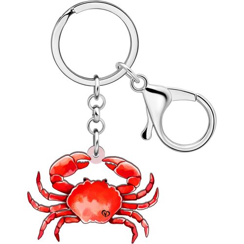 KAL-Porte-Clés Acrylique Animaux Marins Requin Crabe Baleine Tortue Voiture Cadeaux Pour Femmes Filles Porte-Monnaie Décoration (Rouge)