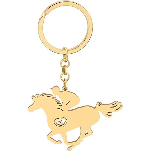 Kal-Alliage Cheval Running Porte-Clés Accessoires Émail Licorne Bijoux Pour Les Femme Filles Car Wallet Charms (Jaune)
