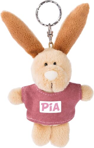 KAL-44658 Porte-Clés Lapin Avec T-Shirt Pia Beige 10 Cm