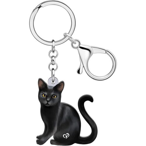 KAL-Acrylique Halloween Chat Noir Porte-Clés Accessoires Choses Cool Chats Amoureux Cadeaux Pour Femmes Hommes Filles Sac À Main Charms