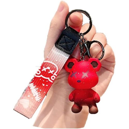 KAL-Cartoon Anime Doll Cool Gradient Bear Keychain Cute Bag Pendentif Personnalité Car Accessories Creative Petit Cadeau, Gris, Taille Unique