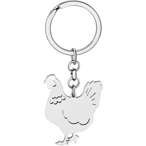Kal-Porte-Clés Poulet Animaux De Ferme Bijoux En Acier Inoxydable Poulet Cadeaux Pour Femmes Porte-Monnaie Porte-Clés Voiture Charms