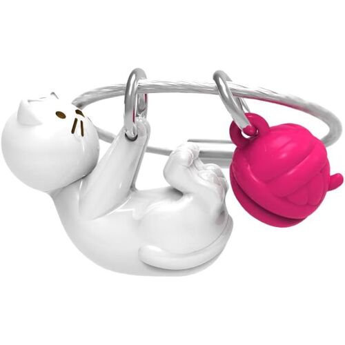 KAL-Metalmorphose - Porte-Clés Chat Blanc & Sa Pelote De Laine - Mtm189-01