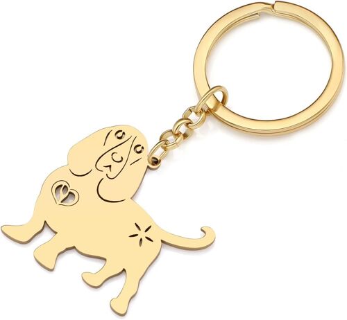 KAL-Porte-Clés Chien Chiot Mignon En Acier Inoxydable Doré Pour Femmes Filles Cadeaux Pour Les Clés De Sac À Main De Voiture