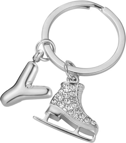 KAL-Porte-Clés Tendance En Forme De Patin À Glace Et Lettre De Bulle, Initiale De L'Alphabet De A À Z, En Acier Inoxydable, Bijoux Porte-Clés Unisexe