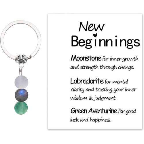 KAL-New Beginnings Porte-Clés En Cristal Pour Femme, Avec Inscription « Good Luck », « Farewell Leaving Friends, Colleagues, Encourage Divorce, Séparation, Get Well Soon », Silbrig, Wenige