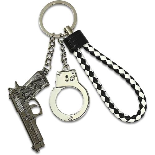 KAL-Porte Cle, Mini Menottes De Simulation Porte Clef,Mignon Porte-Clés En Mini Menottes De Simulation,Cadeau Commémoratif Pour Filles Et Garçons, Décoration De Porte-Clés Portable(Argent)