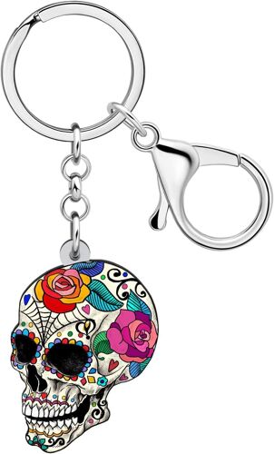 KAL-Porte-Clés En Acrylique Halloween Crâne De Sucre Pour Femmes Hommes Saison Effrayante Bijoux Punk Cadeaux Pour Clés De Sac À Main De Voiture