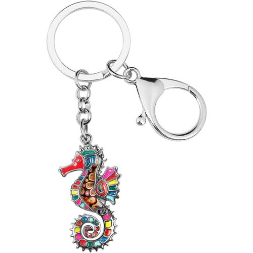 Kal-Porte-Clés Hippocampe Alliage Émail Porte-Clés Hippocampus Porte-Monnaie Bijoux Océan Cadeaux Pour Femmes Filles Charms