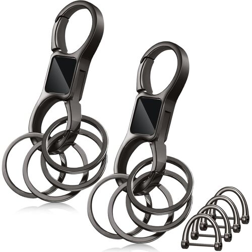 KAL-2 Pièces Porte-Clés À Fermeture Rapide Avec 8 Anneaux De Clés En Acier Inoxydable Et 4 Anneaux D Porte-Clés De Voiture Amovible Avec Clip À Ressort