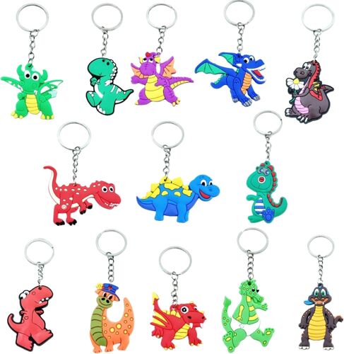 KAL-13 Pièces Décoration Keychain Dinosauredinosaure Pendentif Porte Cléspour Mignons Porte-Clés Pour Sacs D'École, Sacs À Dos, Porte-Clés Fantaisie.
