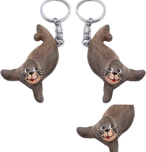 KAL-Porte-Clés En Bois Phoque Avec Porte-Clés En Bois, Pendentif En Bois, Fait À La Main, Cadeaux Animaux, Naturel, S