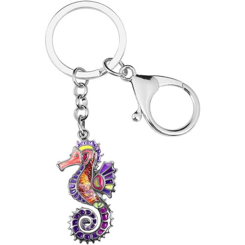 Kal-Porte-Clés Hippocampe Alliage Émail Porte-Clés Hippocampus Porte-Monnaie Bijoux Océan Cadeaux Pour Femmes Filles Charms