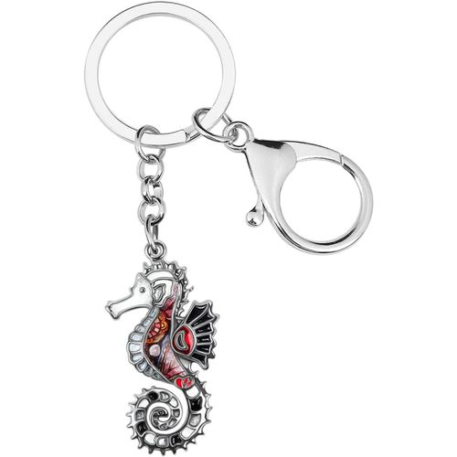 Kal-Porte-Clés Hippocampe Alliage Émail Porte-Clés Hippocampus Porte-Monnaie Bijoux Océan Cadeaux Pour Femmes Filles Charms