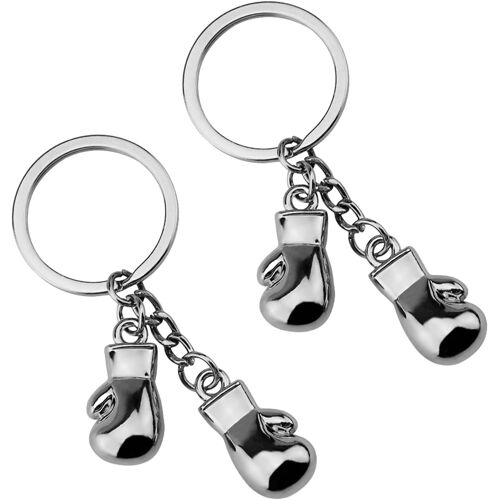 KAL-Lot De 2 Porte-Clés En Acier Inoxydable - Gants De Boxe - Idéal Pour Les Fans De Boxe - Porte-Clés Pratique Pour Voiture Et Sac À Main - Design Unique Comme Souvenir Et Décoration, Argenté, 1