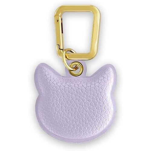 Kal-Untags - Breloque Chat - Matière Effet Cuir - Pendentif Smartphone, Porte-Clés Avec Mousqueton, Crochet En Métal Couleur Or Inclus - Lilas