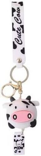 KAL-Cartoon Anime Doll Vache Porte-Clés Mignon Sac Pendentif Personnalité Accessoires Voiture Créatif Petit Cadeau, Blanc, (White-Cow) (White)