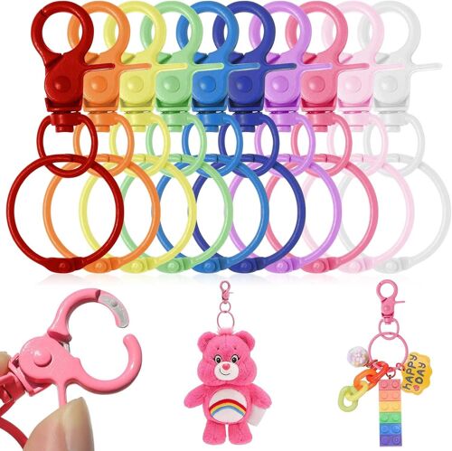 KAL-Anneau Porte Clef,30 Pièces Anneaux Porte Clé,Porte Cles,Porte Clef Mousqueton,Attache Porte Clé,Anneau Porte Clé,Mousqueton Porte Clé Pour Diy