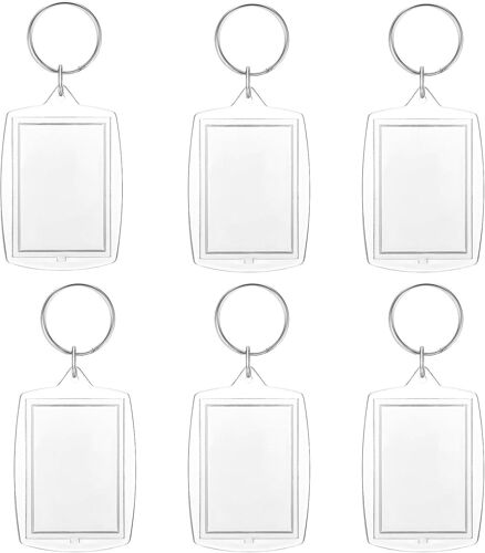 KAL-6 Pièces Porte-Clés Photo Porte-Clés Image Pour Cadre Photo Acrylique Vierge Porte-Clés Photo Insert Porte-Clés Personnalisé Pour Homme Femme Anniversaire