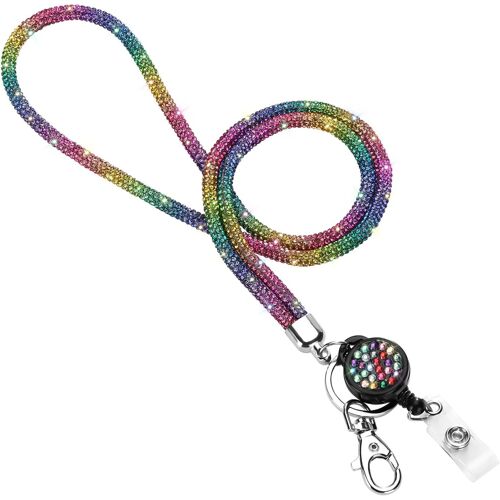Kal-Porte-Cartes, Lanière, Cordon En Strass Bling Avec Anneau Porte-Clés En Cristal Pour Femme, Collier Pour Femme, Kit Pour Porte-Clés, Porte-Carte D'identité