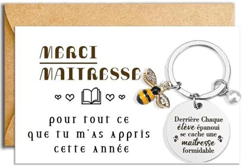 KAL-Cadeau Maitresse D'École, Maitresse Cadeau Porte-Cléscadeau Porte Cle Maitresse D'École Merci Maîtresse, Cadeau Merci Maîtresse Cadeau Maitresse D'École Fin D'Année Cadeau Personnalisé