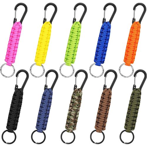 Kal-10 Pièces Porte-Clés De Paracorde Clip De Porte-Clés À Dégagement Rapide Lanière Tressée Crochet D'anneau Utilitaire Lanière De Parachute Extérieure Porte-Clés Robuste (Couleur Fraîche)