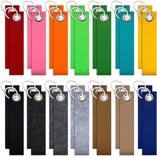 KAL-28 Pièces Porte-Clés En Feutre Diy Avec Anneaux Porte Clé,Porte Clé En Feutre Avec Anneau,Porte Cle Inscriptible En Feutre Pour Bricolage,Personnalisables Décoration Artisanat Porte-Clés