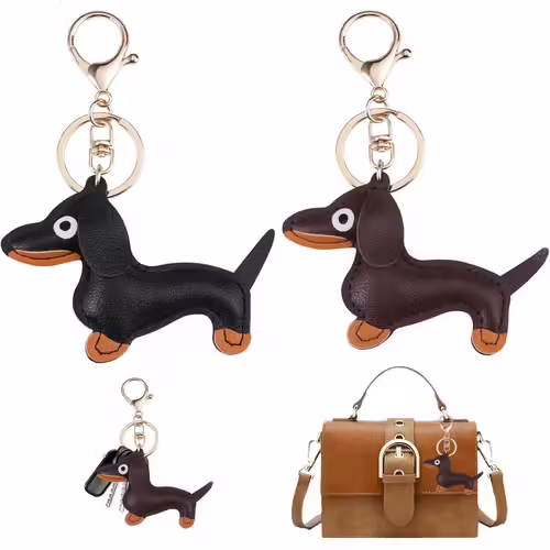 KAL-2 Pièces Porte-Clés Teckel, Porte Clef Teckel Cuir, Porte-Clés En Forme De Teckel Mignon, Porte Cle Sac A Main, Dachshund Porte Clef Chien Cadeau Pour Personnes Préférées, Femmes, Hommes, Enfants