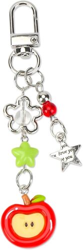 KAL-Y2K - Porte-Clés En Forme De Pomme - Étoile - Accessoire Élégant Pour Sac À Dos Pour Femme - Rouge
