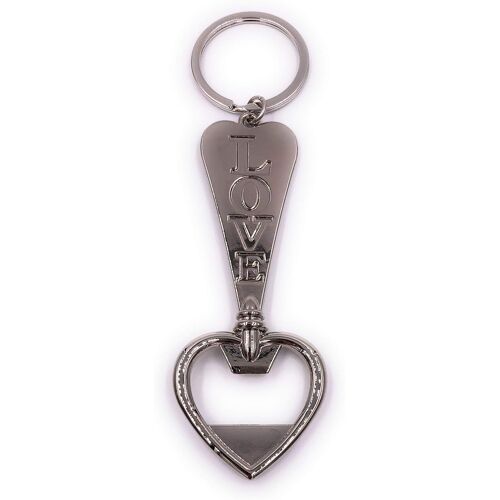 Kal-Ouvre-Bouteille Coeur D'amour Pendentif Porte-Clés En Argent En Métal