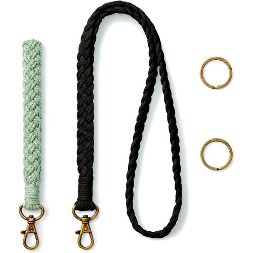 Kal-2 Pièces Porte-Clés Macramé Bracelet Lanière Femme Lanière Courte Boho Lanière