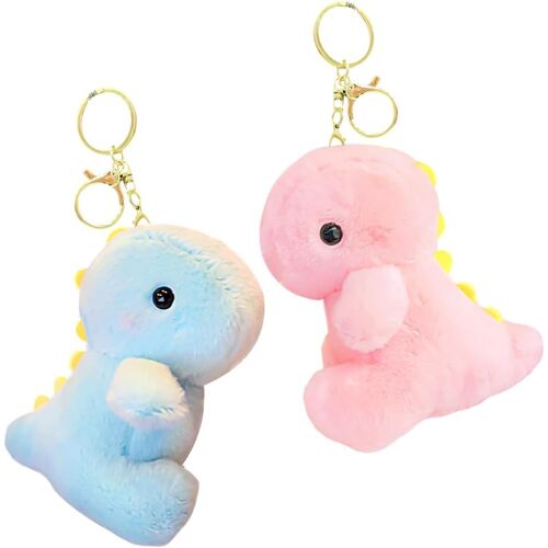 KAL-Porte-Clés En Peluche Dinosaure,2 Pièces Dinosaures Jouet En Peluche Pendentif Clé Mignon Pendentif De Sac Décoratif Cartoon Porte-Clés Accessoires Animaux Pendentif Clé Pour Enfants Cadeau