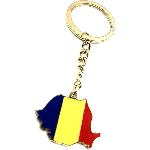 Kal-Porte-Clés En Métal Émaillé Avec Drapeau De La Roumanie, Multicolore, Taille Unique