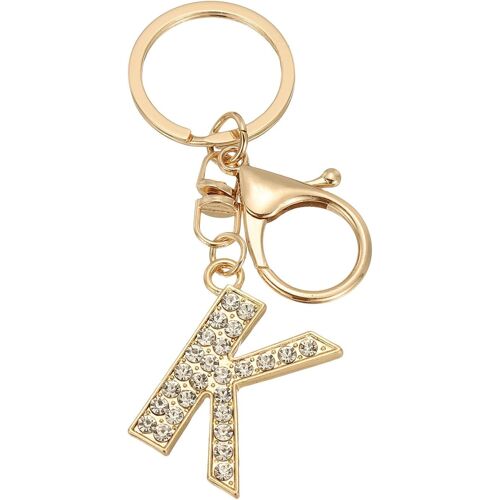 KAL-Porte-Clés De Lettre Initiale, Porte-Clés De Lettres A-Z, Porte-Clés En Métal Mignon Avec Cristal, Alphabet De Charme Pour Clés, Sac À Main, Sac À Dos, Doré (K)