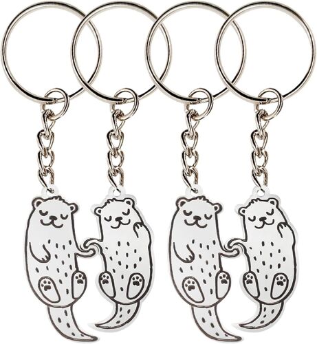 Kal-2 Paires De Porte-Clés En Forme De Loutre, Pendentifs En Métal, Animaux Mignons, Boucles Pour Couples Et Amis, Argent, Taille Unique, Argent, Taille Unique