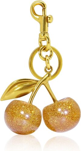 KAL-Porte-Clés Cerise, Charm Sac Cerise, Ravissant Charm Doré, Charm De Sac Pour Sac À Main, Sac À Dos, Bijou Voiture Cadeau