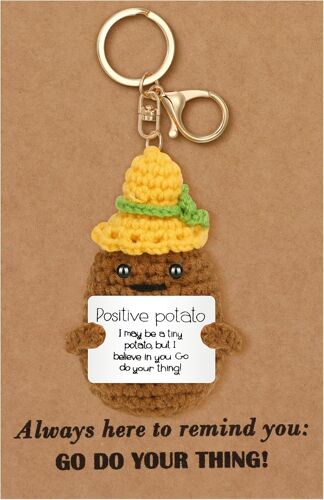 KAL-Peluche Positive Patate, Porte-Clés De Pomme De Terre Positive, Poupées De Pomme De Terre Avec Carte, Cadeau Femme, Cadeau Rigolo Pour Une Amie Famille Collègue Couple Anniversaire