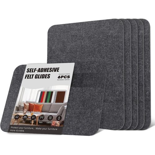 Tianyi-Patins Pour Meubles Auto-Adhésifs 6 Pièces 20 * 28 Feutrine Autocollante Protection Pour Meubles, Patin Antiderapant Pour Doublure De Boîte, Cadre Photo, Pied De Chaise, Diy (Noir Et Gris)