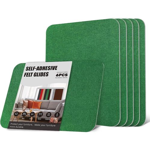 Tianyi-Patins Pour Meubles Auto-Adhésifs 6 Pièces 20 * 28 Feutrine Autocollante Protection Pour Meubles, Patin Antiderapant Pour Doublure De Boîte, Cadre Photo, Pied De Chaise, Diy (Vert)