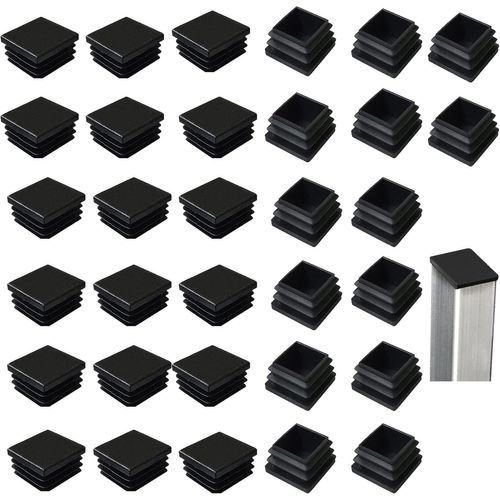 Tianyi-Embouts De Tube Carré Noir,32 Pièces 20x20mm Bouchons Plastique Carré Bouchons À Lamelles Pour Tubes Carrés Chapeaux De Jambe De Chaise Pour Pieds De Meuble, Trampoline, Armoire, Étagère(20x20