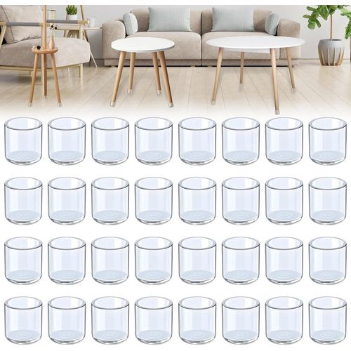 Tianyi-Lot De 32 Capuchons De Pieds De Chaise Ronds En Plastique Transparent De 25 Mm - Convient Pour Table Ronde Et Pieds De Chaise D'un Diamètre De 25 À 27 Mm